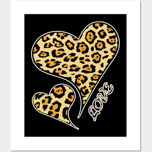 Hearts Leopard Cheetah Print Love Animal Lovers Posters and Art